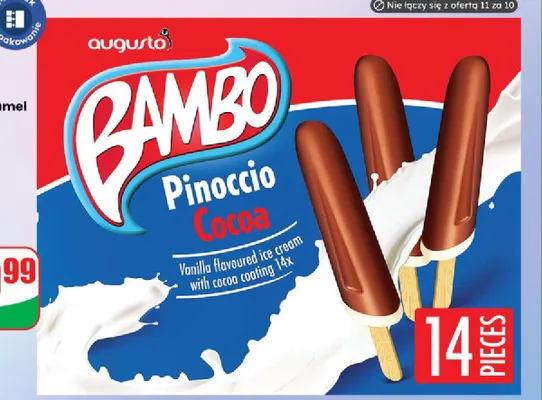 Lody 14-pak Bambo Pinoccio Augusto promocja w Dino