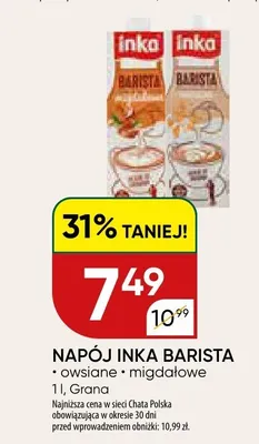 Napój owsiany Inka Barista promocja w Chata Polska
