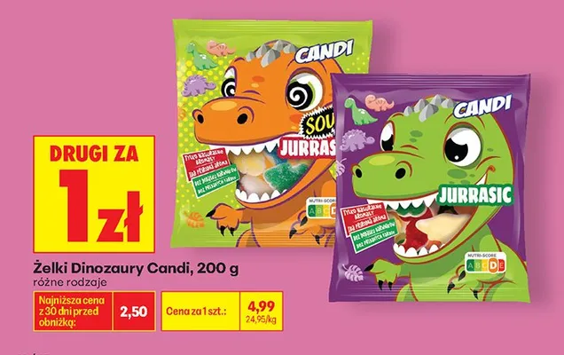 Żelki Dinozaury Sour Jurrasic Candi promocja w Biedronka
