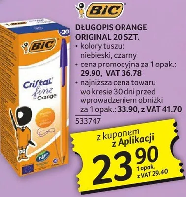 Długopis Orange Original 20 szt. BIC promocja w Selgros