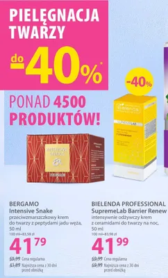 Krem przeciwzmarszczkowy do twarzy z peptydami jadu węża Bergamo Intensive Snake promocja w Hebe