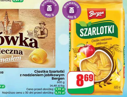 Ciastka Szarlotki z nadzieniem jabłkowym Bergen promocja w Dino