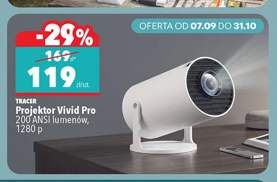 Projektor Tracer Vivid Pro 200 Ansi lumenów 1280 p promocja w Biedronka