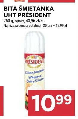 Bita śmietanka UHT Président spray promocja w Stokrotka