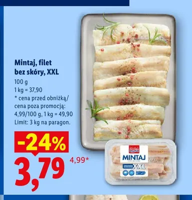 Mintaj filet bez skóry XXL Targ Rybny promocja w Lidl