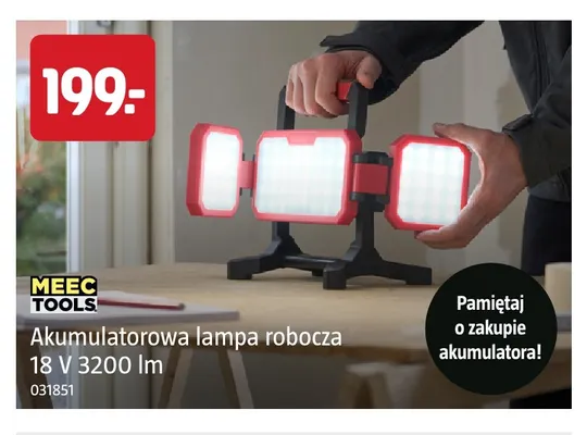 Akumulatorowa lampa robocza Meec Tools promocja w Jula