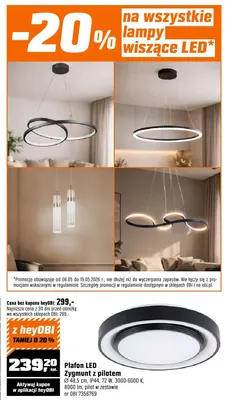Plafon LED Zygmunt z pilotem Ø48,5cm IP44 72W 3000-6000K 8000lm pilot w zestawie promocja w OBI