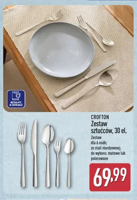 Zestaw sztućców matowy Crofton 30 el. promocja w Aldi