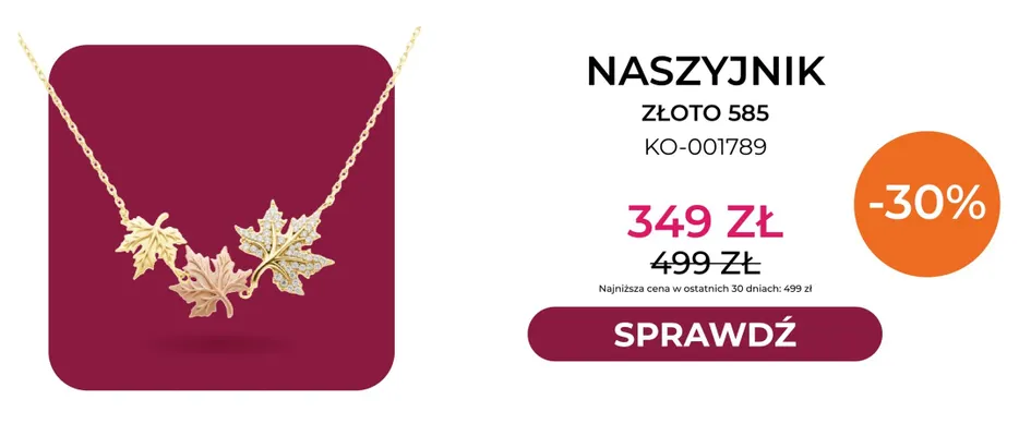 Naszyjnik złoto 585 KO-001789 Briju promocja w Briju