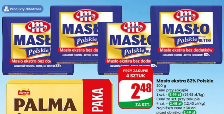 Masło ekstra 82% Polskie promocja w Dino