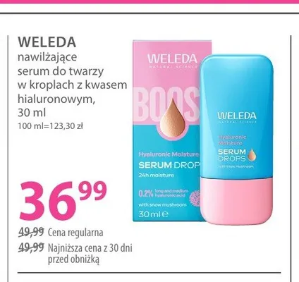 Nawilżające serum do twarzy w kroplach z kwasem hialuronowym WELEDA promocja w Hebe