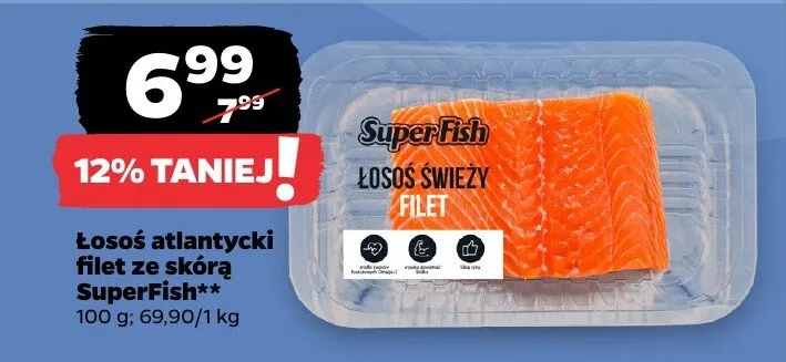 Łosoś atlantycki filet ze skórą Myfood promocja w Netto