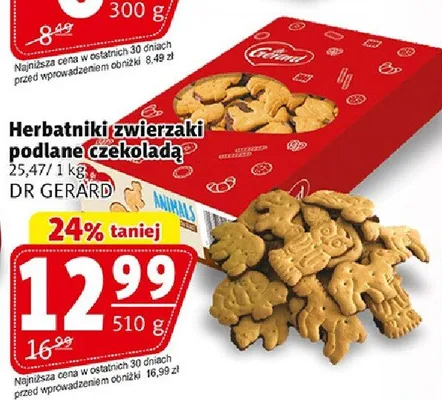 Herbatniki zwierzaki podlane czekoladą promocja w Prim Market