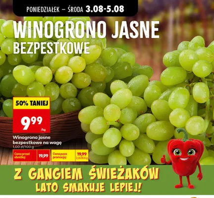 Winogrono jasne bezpestkowe na wagę promocja w Biedronka