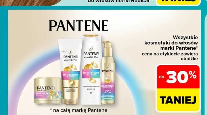 Mgiełka do włosów Pantene Hydration Recharge Heat Glow promocja w Carrefour