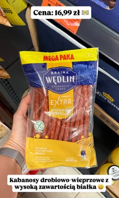 Kabanosy Extra drobiowo-wieprzowe Kraina Wędlin promocja w Biedronka