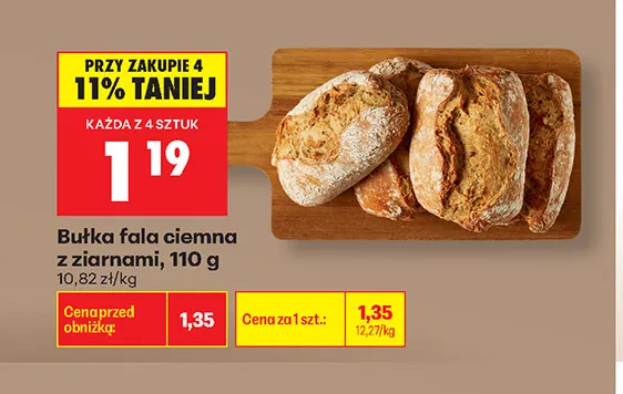 Bułka fala ciemna z ziarnami promocja w Biedronka