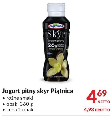 Jogurt pitny skyr Piątnica promocja w Makro