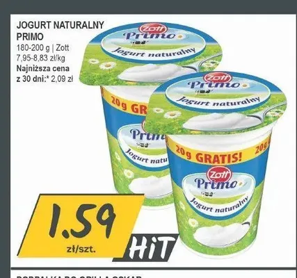 Jogurt naturalny Primo Zott promocja w Słoneczko