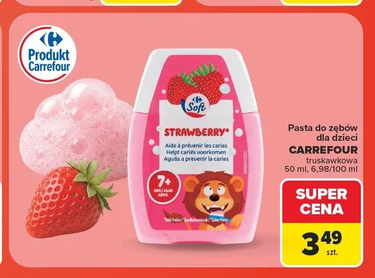 Pasta do zębów dla dzieci Carrefour truskawkowa promocja w Carrefour Market