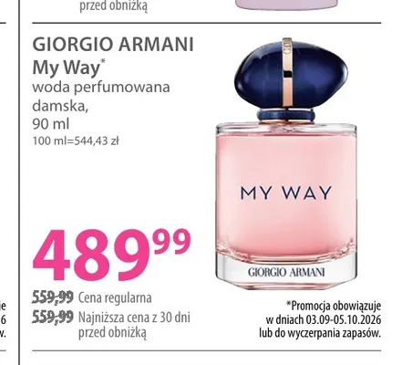 Woda perfumowana damska My Way Giorgio Armani promocja w Hebe
