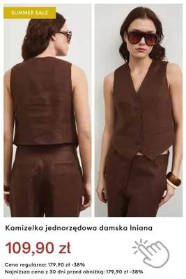 Kamizelka jednorzędowa damska lniana promocja w Medicine