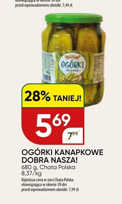 Ogórki kanapkowe Dobra Nasza! promocja w Chata Polska