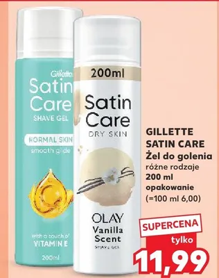 Żel do golenia Gillette Satin Care Dry Skin 200ml promocja w Kaufland