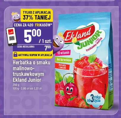 Herbatka o smaku malinowo-truskawkowym Ekland Junior promocja w POLOmarket