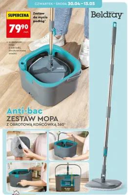 Zestaw do mycia podłóg Beldray Anti-bac zestaw mopa z obrotową końcówką 360° promocja w Biedronka