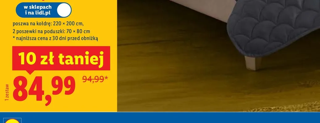 Pościel satynowa z bawełny 220x200cm, 2x70x80cm promocja w Lidl