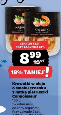 Krewetki w oleju o smaku czosnku z natką pietruszki Connoisseur promocja w Netto