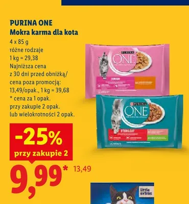 Mokra karma dla kota Purina ONE Junior 4-pak promocja w Lidl