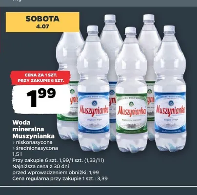 Woda mineralna Muszynianka średnionasycona promocja w Netto
