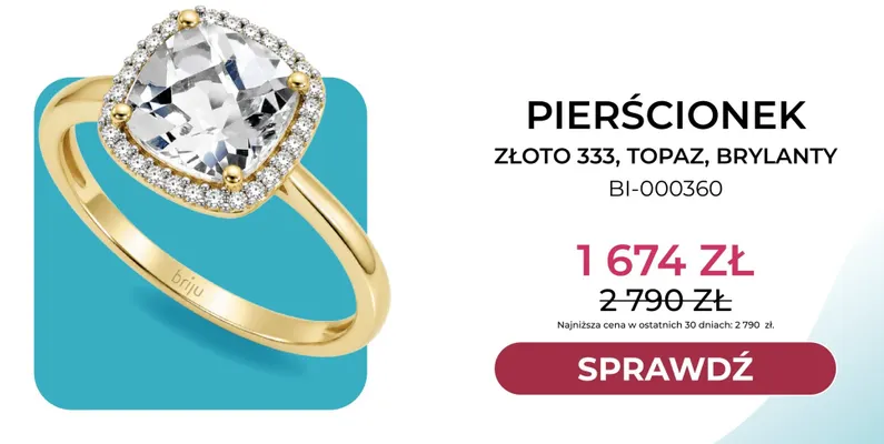 Pierścionek złoto 333 topaz brylanty BI-000360 Briju promocja w Briju