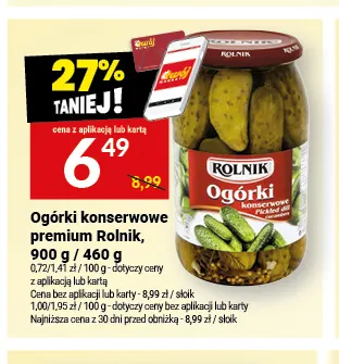 Ogórki konserwowe premium Rolnik promocja w Twój Market