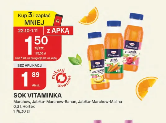 Sok marchew Vitaminka Hortex promocja w Chorten