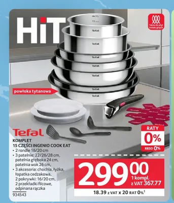 Komplet naczyń Tefal Ingenio Cook Eat 15 części promocja w Selgros