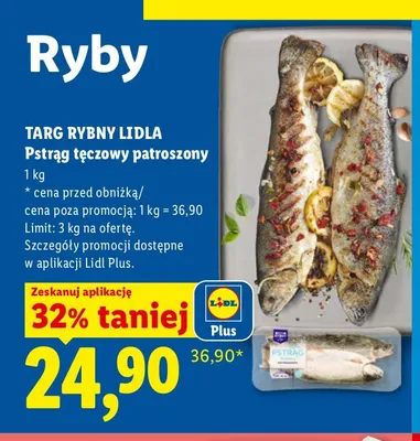 Pstrąg tęczowy patroszony Targ Rybny Lidla promocja w Lidl