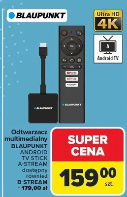 Odtwarzacz multimedialny BLAUPUNKT ANDROID TV STICK A-STREAM dostępny również B-STREAM UTB713 promocja w Carrefour