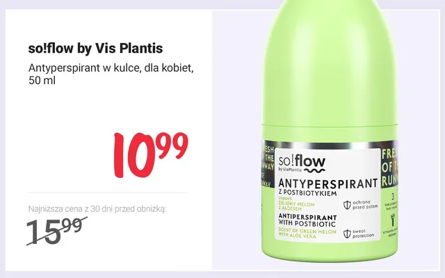 Antyperspirant w kulce dla kobiet so!flow by Vis Plantis promocja w Rossmann