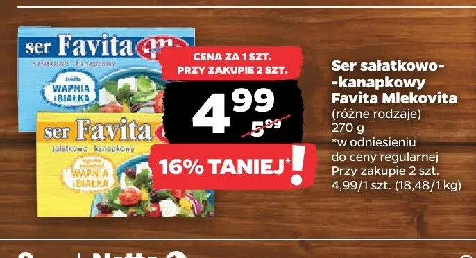Ser sałatkowo-kanapkowy różne rodzaje promocja w Netto