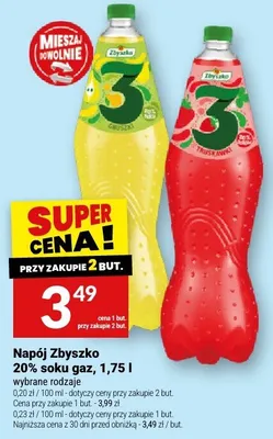 Napój Zbyszko 20% soku gaz. promocja w Twój Market