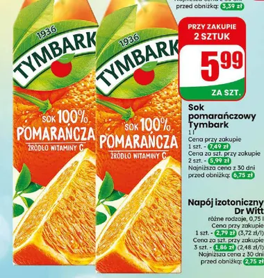 Sok pomarańczowy Tymbark promocja w Dino