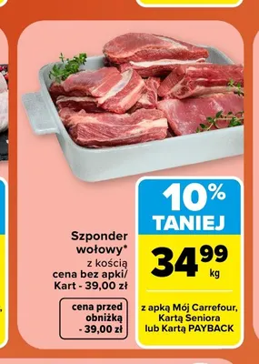 Szponder wołowy z kością promocja w Carrefour