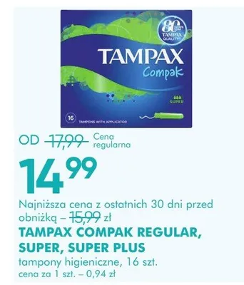Tampony Compak Regular, Super, Super Plus promocja w Super-Pharm