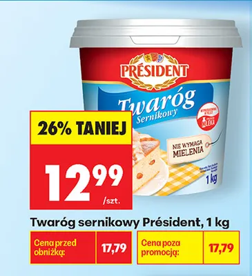 Twaróg sernikowy Président promocja w Biedronka