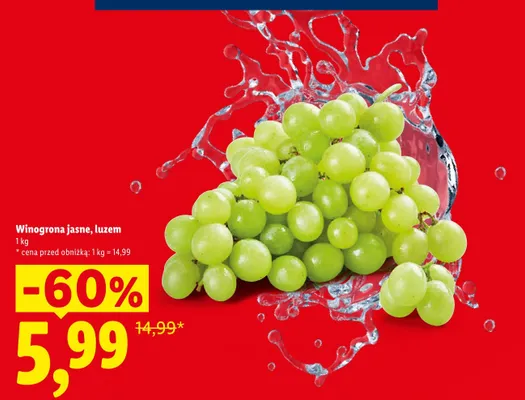 Winogrona jasne luzem promocja w Lidl