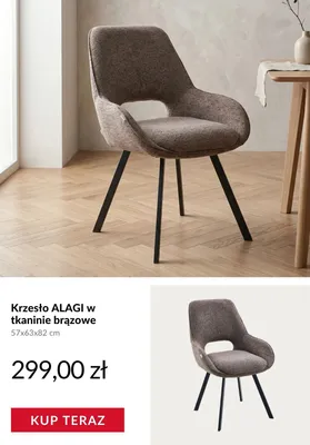 Krzesło ALAGI w tkaninie brązowe 57x63x82cm promocja w Homla