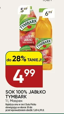 Sok jabłkowy Tymbark 100% promocja w Chata Polska